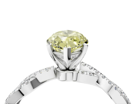 White gold Fancy Yellow Marquise Cut Solitaire Twisted Pave Band with Four-Prong Setting_7