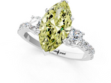 White gold Fancy Yellow Marquise  Cut Three-Stone Diamond Pavé Band with Prong Setting_1