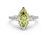 White gold Fancy Yellow Marquise  Cut Three-Stone Diamond Pavé Band with Prong Setting