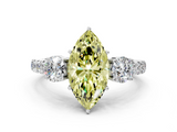 White gold Fancy Yellow Marquise  Cut Three-Stone Diamond Pave Band with Prong Setting_18