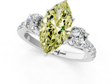 White gold Fancy Yellow Marquise  Cut Three-Stone Diamond Pave Band with Prong Setting_19