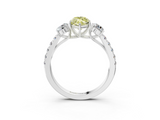 White gold Fancy Yellow Marquise  Cut Three-Stone Diamond Pave Band with Prong Setting_21