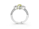 White gold Fancy Yellow Marquise Cut Three-Stone Diamond Ring with Pavé Band and Four-Prong Setting_15