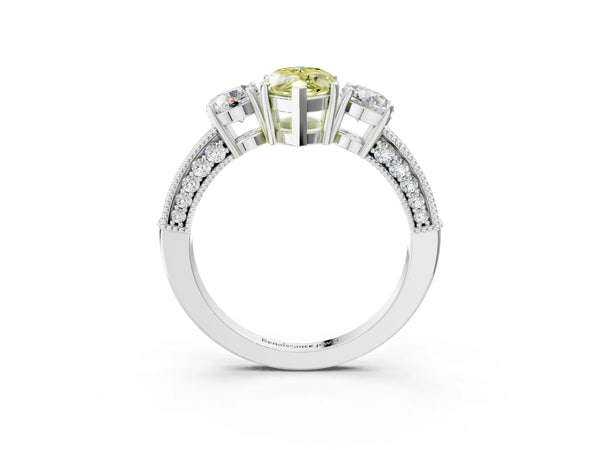 Platinum Marquise Graduated Three Stone Engagement Ring Setting for Fancy Yellow Center