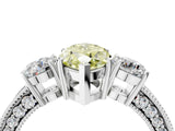 White gold Fancy Yellow Marquise Cut Three-Stone Diamond Ring with Pavé Band and Four-Prong Setting_16