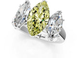 White gold Fancy Yellow Marquise Cut Three-Stone Diamond Ring with Prong Setting on a Classic Band_13