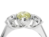 White gold Fancy Yellow Marquise Cut Three-Stone Diamond Ring with Prong Setting on a Classic Band_16