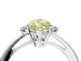 White gold Fancy Yellow Marquise  Cut Three-Stone Solitaire Ring with Round Accent Diamonds and Four-Prong Setting_4