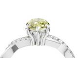White gold Fancy Yellow Marquise  Cut Twist Band Solitaire Diamond Ring with Pavé Setting_7