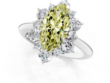 White gold Fancy Yellow Marquise  Diamond Cluster Halo Ring with Solitaire Band and Four-Prong Setting_1