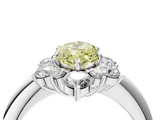 White gold Fancy Yellow Marquise  Diamond Cluster Halo Ring with Solitaire Band and Four-Prong Setting_4