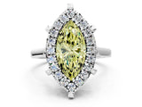 White gold Fancy Yellow Marquise  Diamond Cluster Halo Solitaire with Four-Prong Setting_35