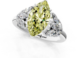 White gold Fancy Yellow Marquise  Diamond Cluster Leaf Design Ring with Prong Setting_1