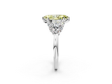White gold Fancy Yellow Marquise  Diamond Cluster Leaf Design Ring with Prong Setting_2