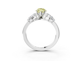 White gold Fancy Yellow Marquise  Diamond Cluster Leaf Design Ring with Prong Setting_3