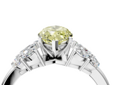 White gold Fancy Yellow Marquise  Diamond Cluster Leaf Design Ring with Prong Setting_4