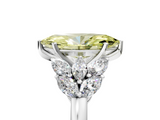 White gold Fancy Yellow Marquise  Diamond Cluster Leaf Design Ring with Prong Setting_5