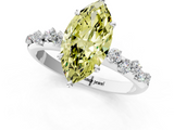White gold Fancy Yellow Marquise  Diamond Cluster Prong-Set Solitaire Ring_1