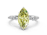 White gold Fancy Yellow Marquise  Diamond Cluster Prong-Set Solitaire Ring
