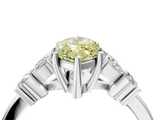 White gold Fancy Yellow Marquise  Diamond Floral Cluster Ring with Solitaire Band and Prong Setting_4