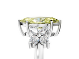 White gold Fancy Yellow Marquise  Diamond Floral Cluster Ring with Solitaire Band and Prong Setting_5