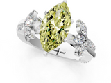 White gold Fancy Yellow Marquise  Diamond Floral Vine Solitaire Engagement Ring_1