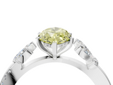 White gold Fancy Yellow Marquise  Diamond Floral Vine Solitaire Engagement Ring_4
