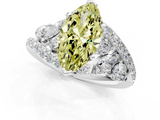 White gold Fancy Yellow Marquise  Diamond Halo Ring with Marquise and Pavé Band in Prong Setting_1