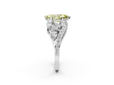 White gold Fancy Yellow Marquise  Diamond Halo Ring with Marquise and Pavé Band in Prong Setting_2