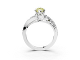 White gold Fancy Yellow Marquise  Diamond Halo Ring with Marquise and Pavé Band in Prong Setting_3