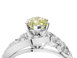 White gold Fancy Yellow Marquise  Diamond Halo Ring with Marquise and Pavé Band in Prong Setting_4