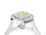 White gold Fancy Yellow Marquise  Diamond Halo Ring with Milgrain Frame and Pavé Band_39