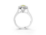 White gold Fancy Yellow Marquise  Diamond Halo Ring with Milgrain Frame and Pavé Band_43