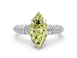 White gold Fancy Yellow Marquise  Diamond Pavé Band Solitaire Ring with Four-Prong Setting_28