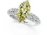 White gold Fancy Yellow Marquise  Diamond Pavé Band Solitaire Ring with Four-Prong Setting_30