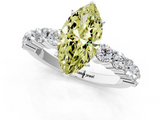 White gold Fancy Yellow Marquise  Diamond Pavé Band Solitaire with Four-Prong Setting_1