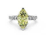 White gold Fancy Yellow Marquise  Diamond Pavé Band Solitaire with Four-Prong Setting