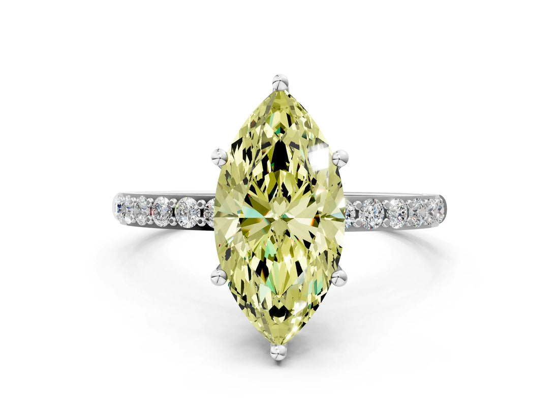 White gold Fancy Yellow Marquise  Diamond Pavé Band with Six-Prong Setting_51