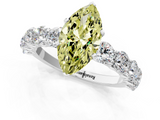 White gold Fancy Yellow Marquise  Diamond Prong Setting with Side Stones on a Pave Band_1