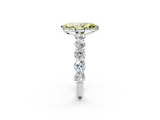 White gold Fancy Yellow Marquise  Diamond Prong Setting with Side Stones on a Pave Band_2