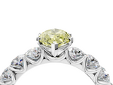 White gold Fancy Yellow Marquise  Diamond Prong Setting with Side Stones on a Pave Band_4