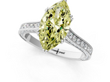White gold Fancy Yellow Marquise  Diamond Solitaire with Pave Band and Six-Prong Setting_1