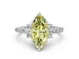White gold Fancy Yellow Marquise  Diamond Three-Stone Pave Band with Four-Prong Setting