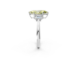 White gold Fancy Yellow Marquise  Diamond Three-Stone Ring with Trapezoid Side Stones and Prong Setting_2