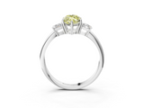 White gold Fancy Yellow Marquise  Diamond Three-Stone Ring with Trapezoid Side Stones and Prong Setting_3