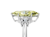 White gold Fancy Yellow Marquise  Diamond Three-Stone Ring with Trapezoid Side Stones and Prong Setting_5