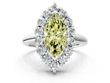 White gold Fancy Yellow Marquise  Halo Cluster Diamond Engagement Ring with Prong Setting and Polished Band_20