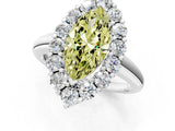 White gold Fancy Yellow Marquise  Halo Cluster Diamond Engagement Ring with Prong Setting and Polished Band_21