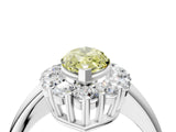 White gold Fancy Yellow Marquise  Halo Cluster Diamond Engagement Ring with Prong Setting and Polished Band_24