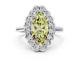 White gold Fancy Yellow Marquise  Halo Cluster Diamond Engagement Ring with Solitaire Band and Prong Setting_46